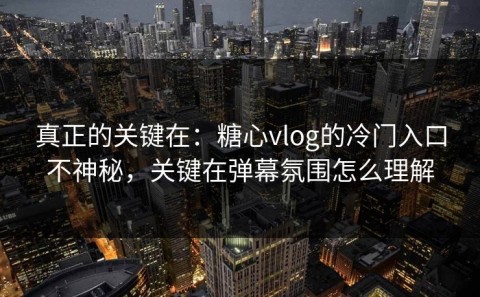 真正的关键在：糖心vlog的冷门入口不神秘，关键在弹幕氛围怎么理解