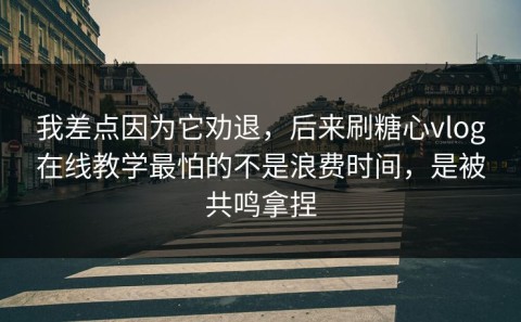 我差点因为它劝退，后来刷糖心vlog在线教学最怕的不是浪费时间，是被共鸣拿捏